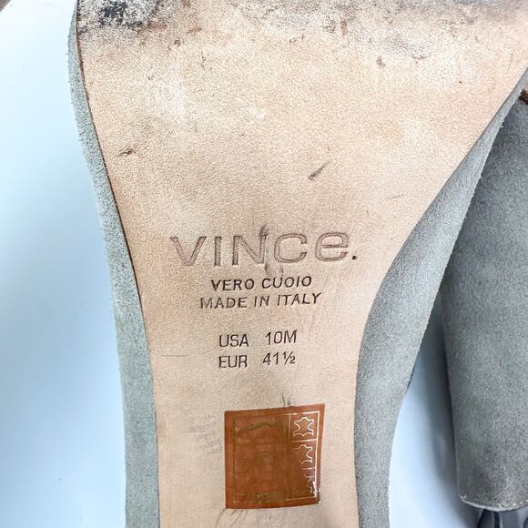 Vince Addison Suede Leather Peep Toe Booties US Size 10 EU 41.5 Made in Itlay - Picture 10 of 11